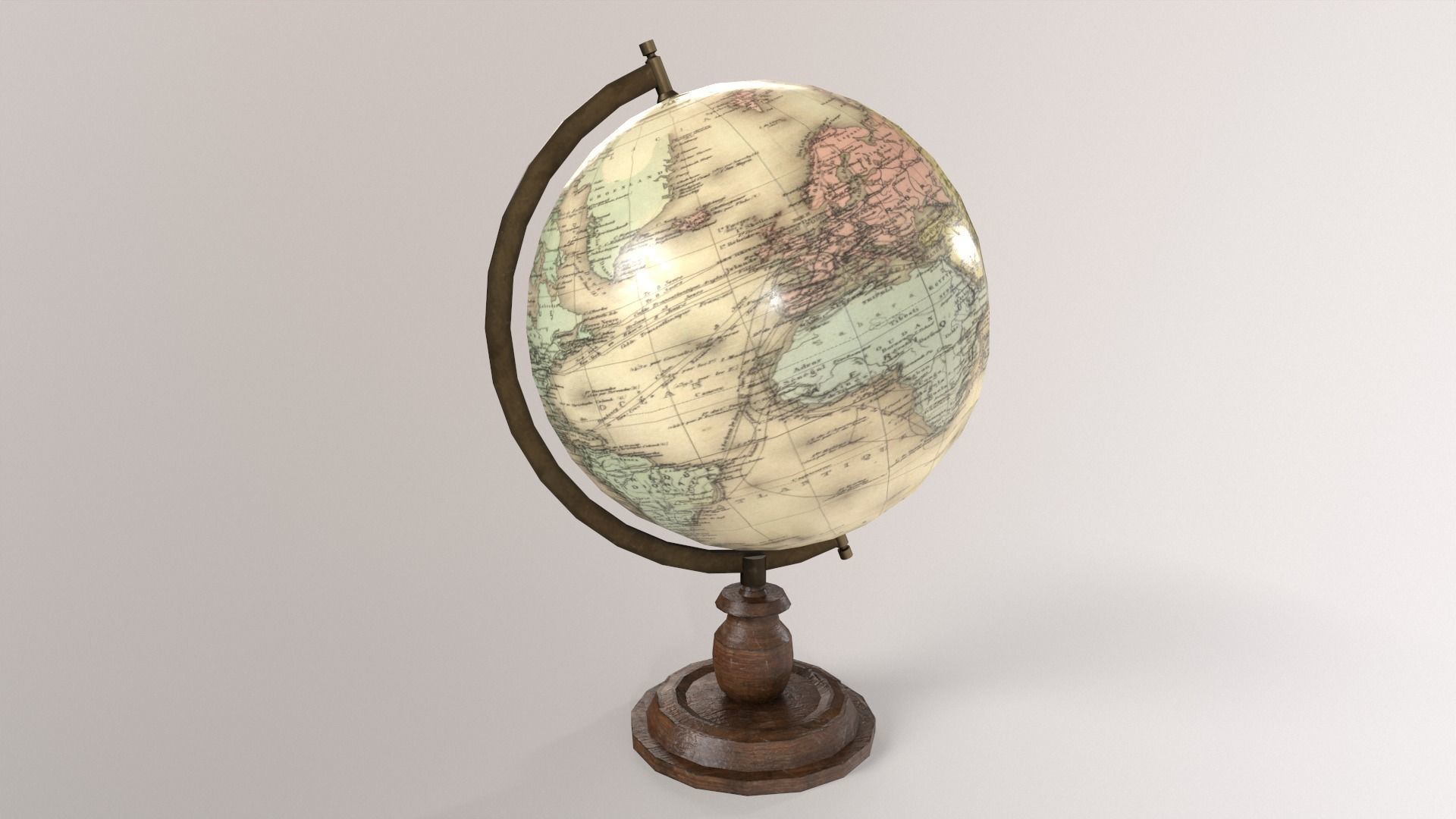1930 Globe Low-poly 3D model_2