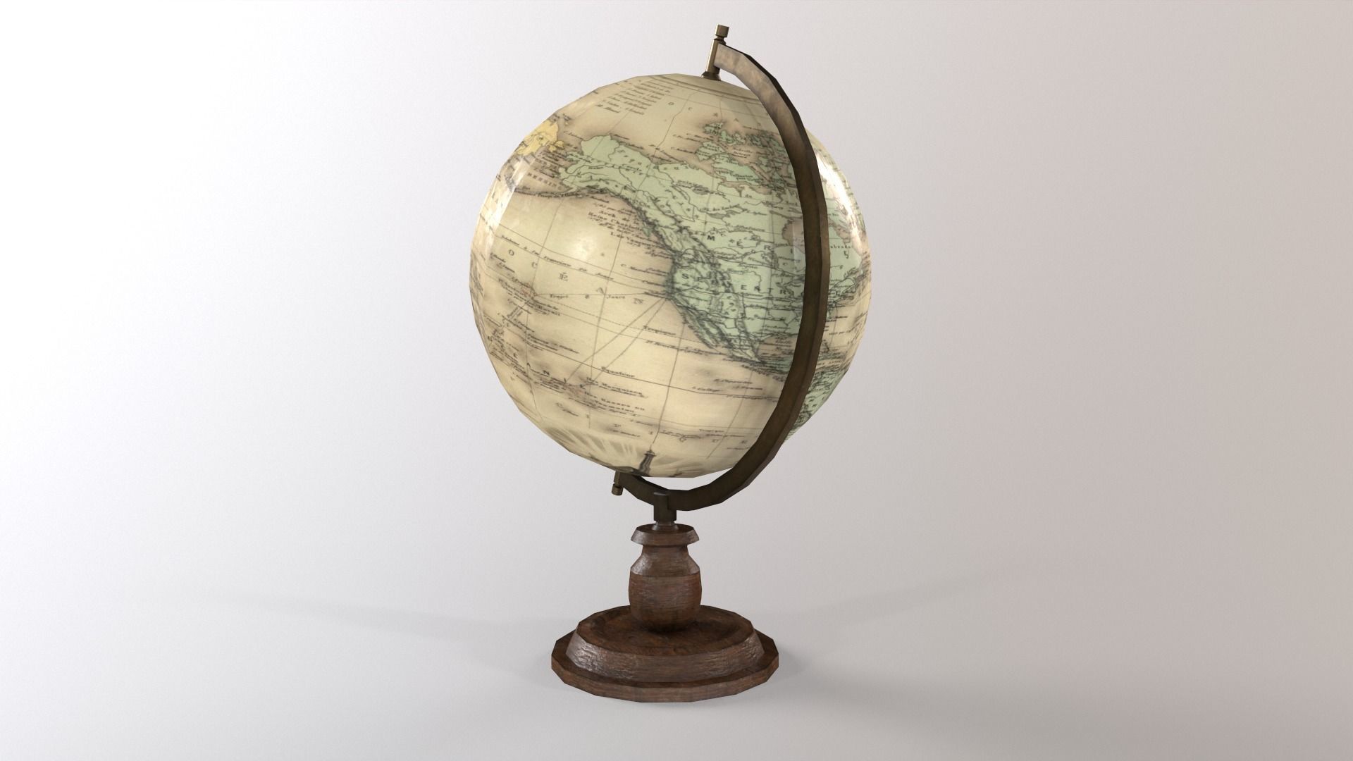 1930 Globe Low-poly 3D model_8