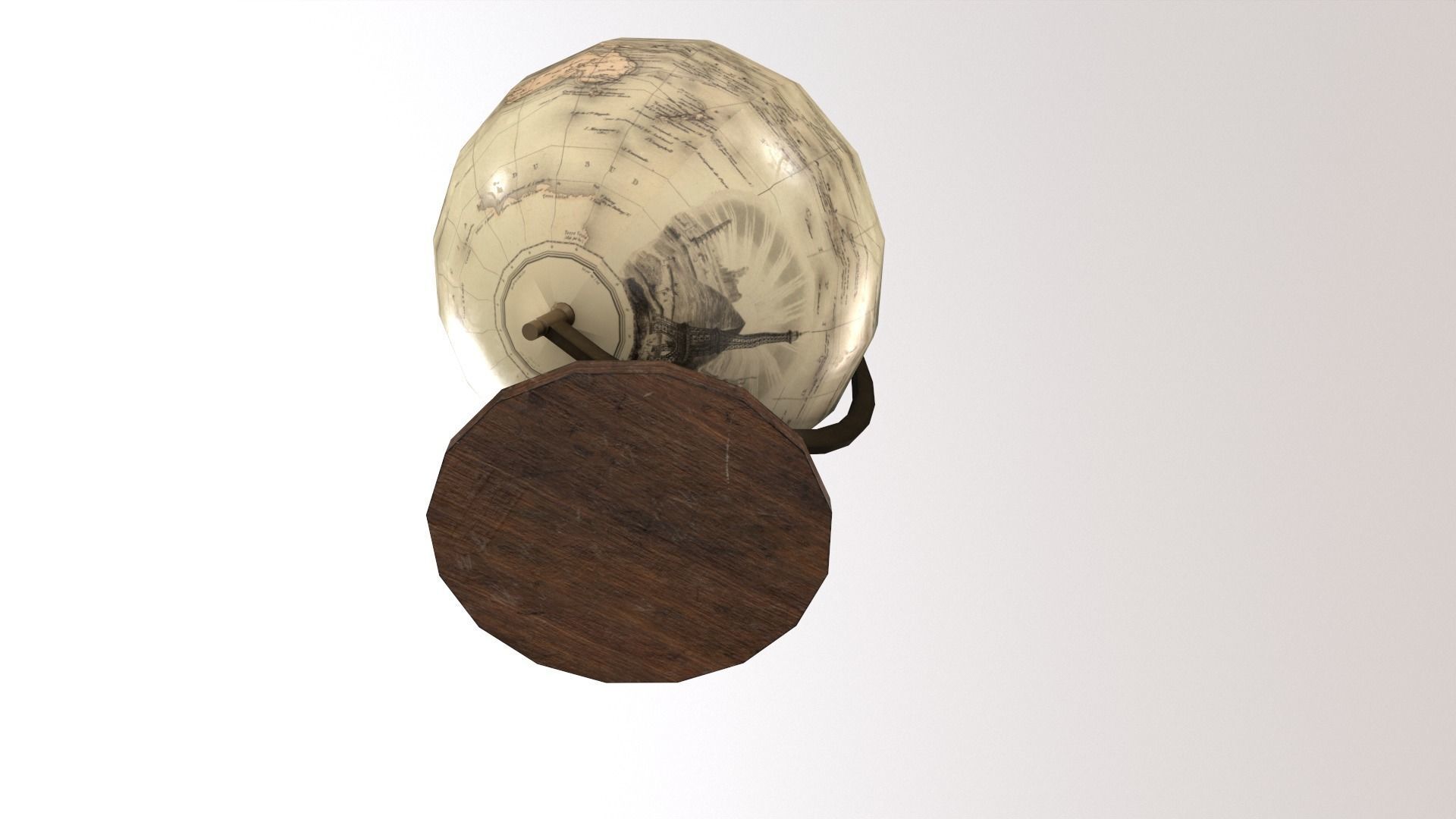 1930 Globe Low-poly 3D model_7