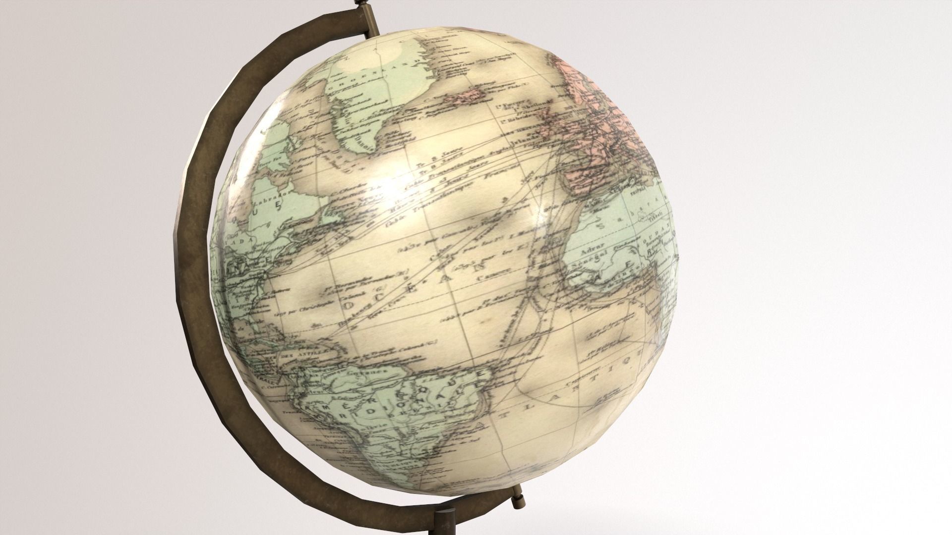 1930 Globe Low-poly 3D model_5