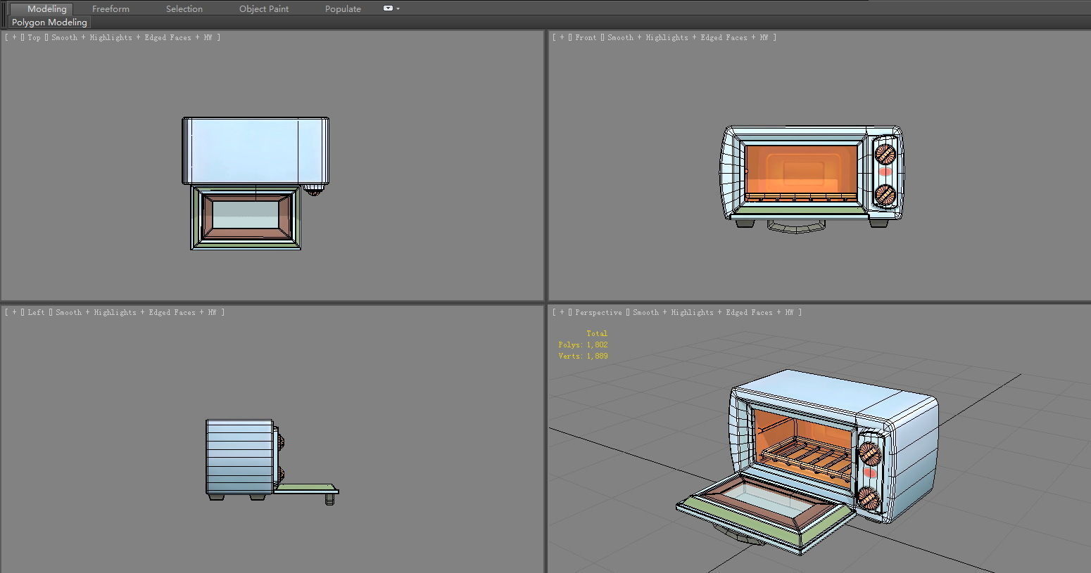 Cartoon electric oven - Food baking appliance Low-poly 3D model_5