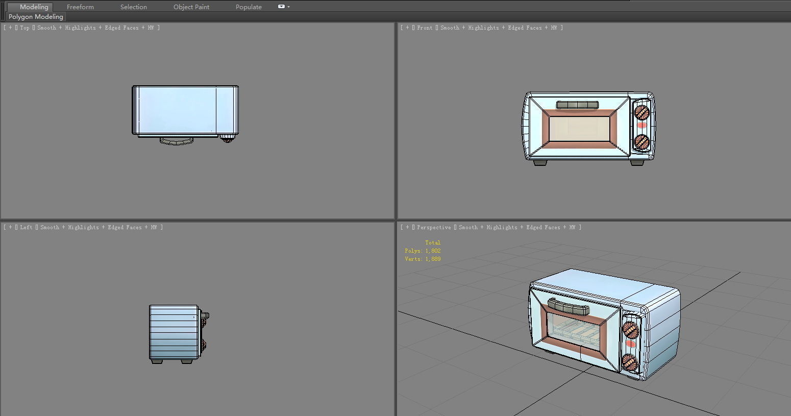 Cartoon electric oven - Food baking appliance Low-poly 3D model_8