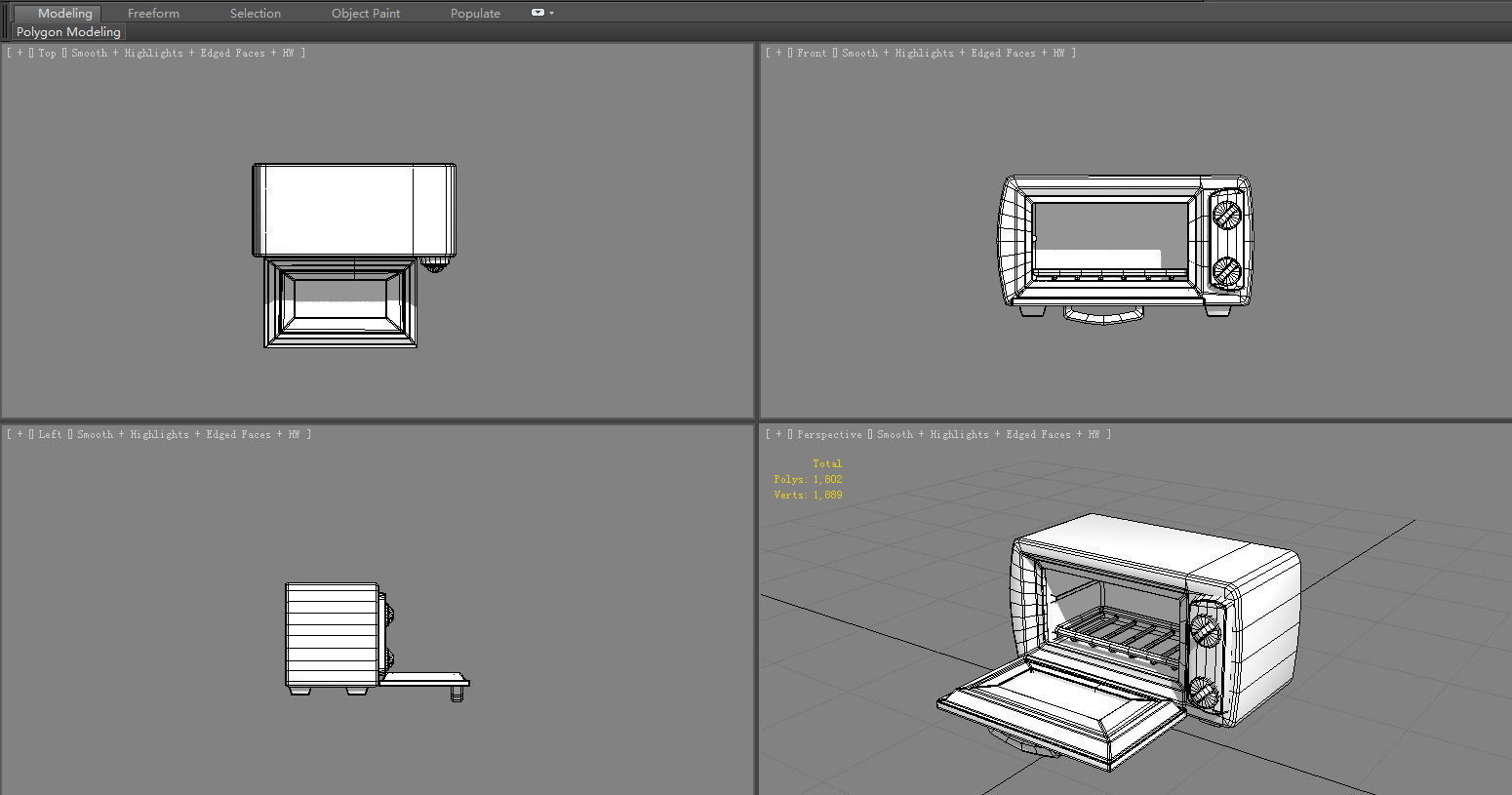 Cartoon electric oven - Food baking appliance Low-poly 3D model_6