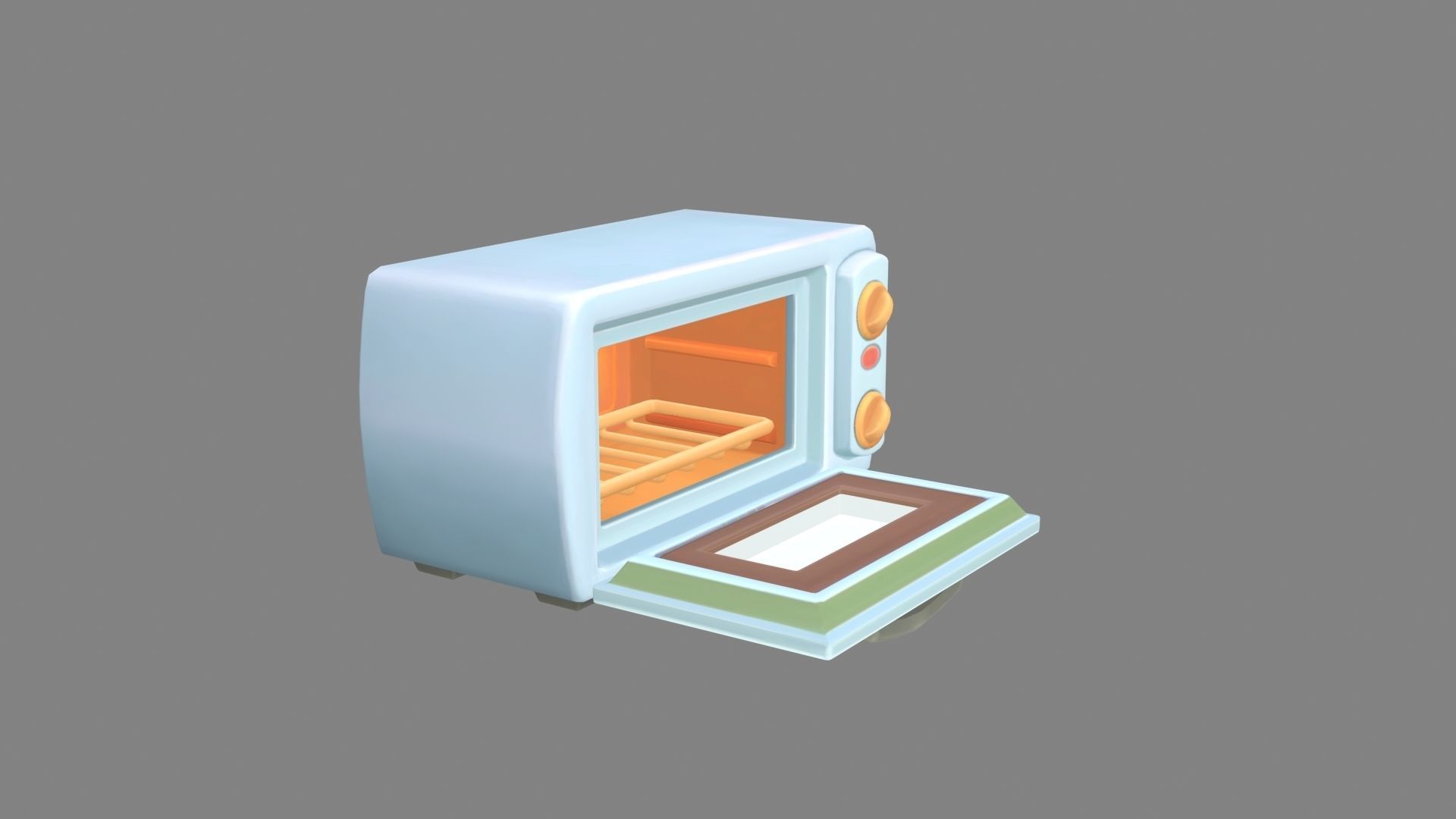 Cartoon electric oven - Food baking appliance Low-poly 3D model_3