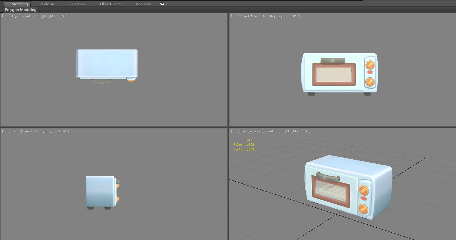Cartoon electric oven - Food baking appliance Low-poly 3D model_7