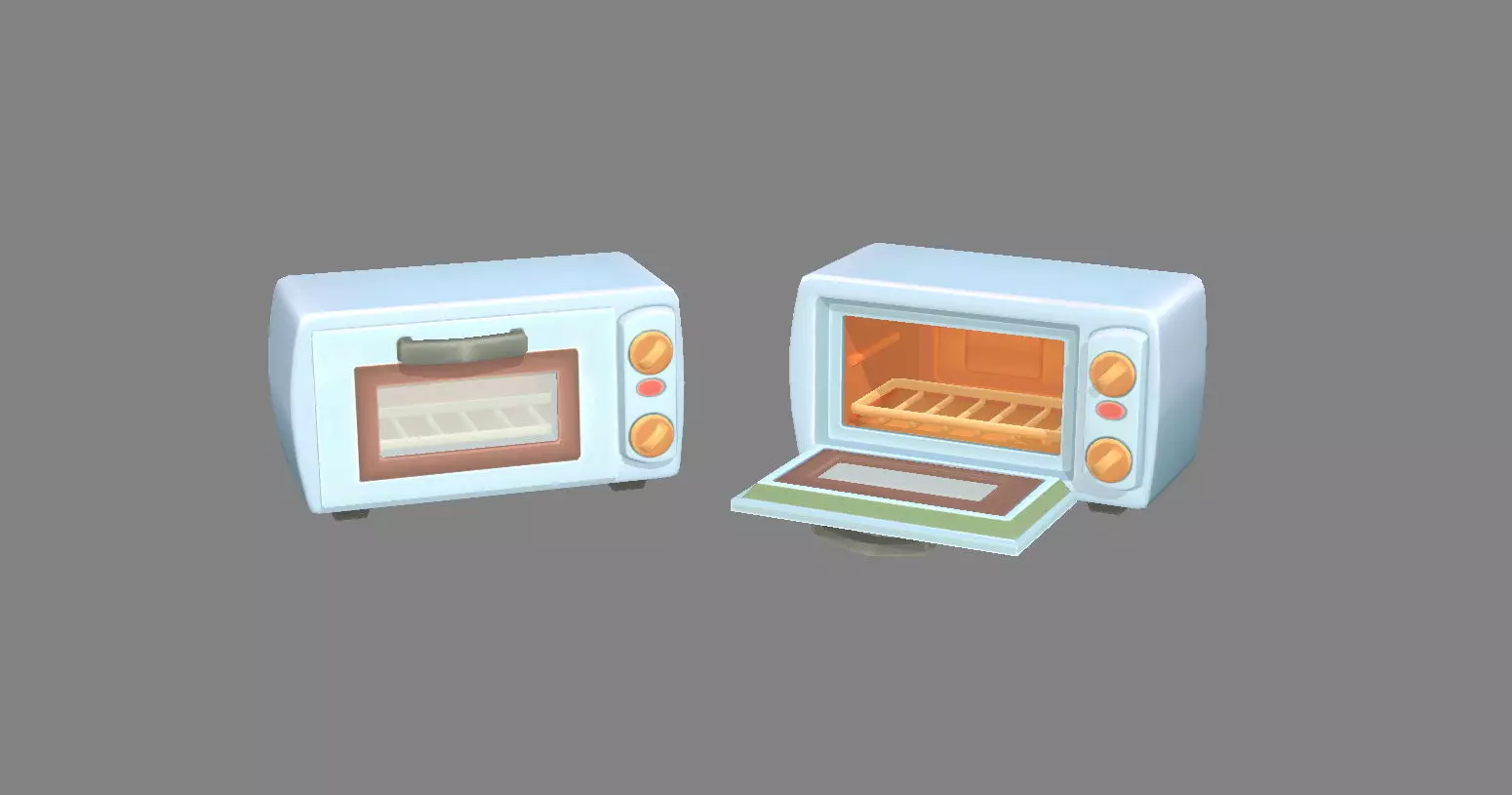 Cartoon electric oven - Food baking appliance Low-poly 3D model_0