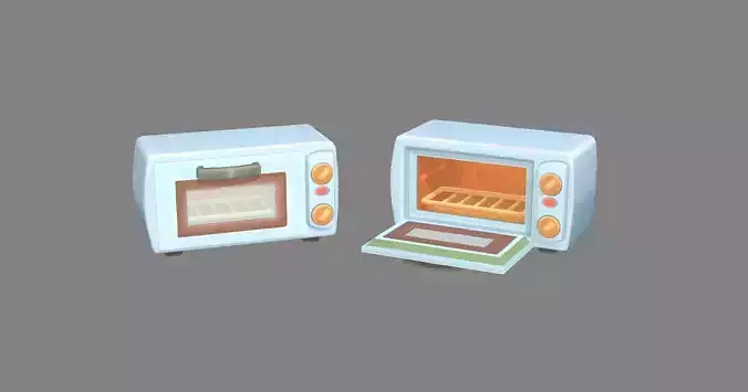 Cartoon electric oven - Food baking appliance Low-poly 3D model