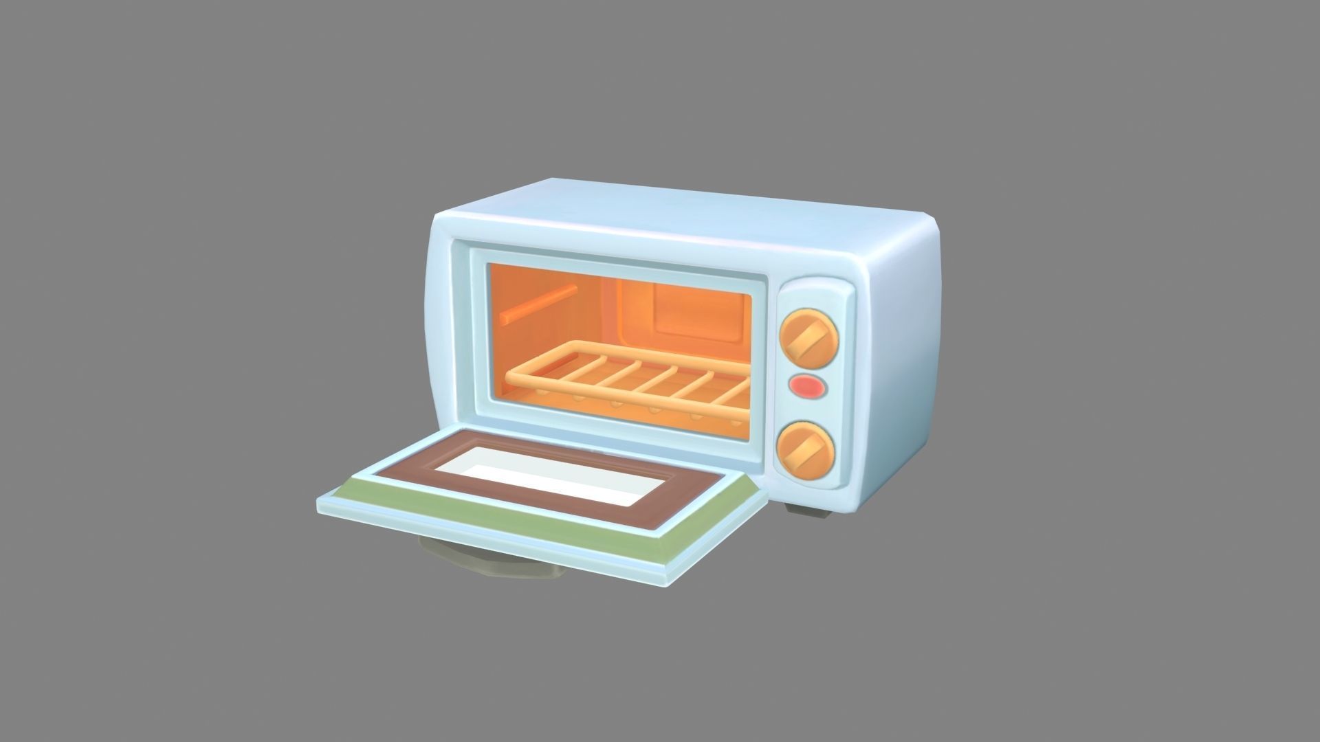 Cartoon electric oven - Food baking appliance Low-poly 3D model_1