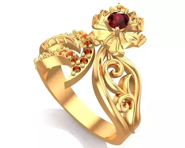 Cocktail Diamond Flower Ring