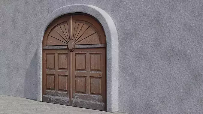 Big Old Door Low-poly 3D model 6