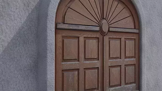 Big Old Door Low-poly 3D model 2