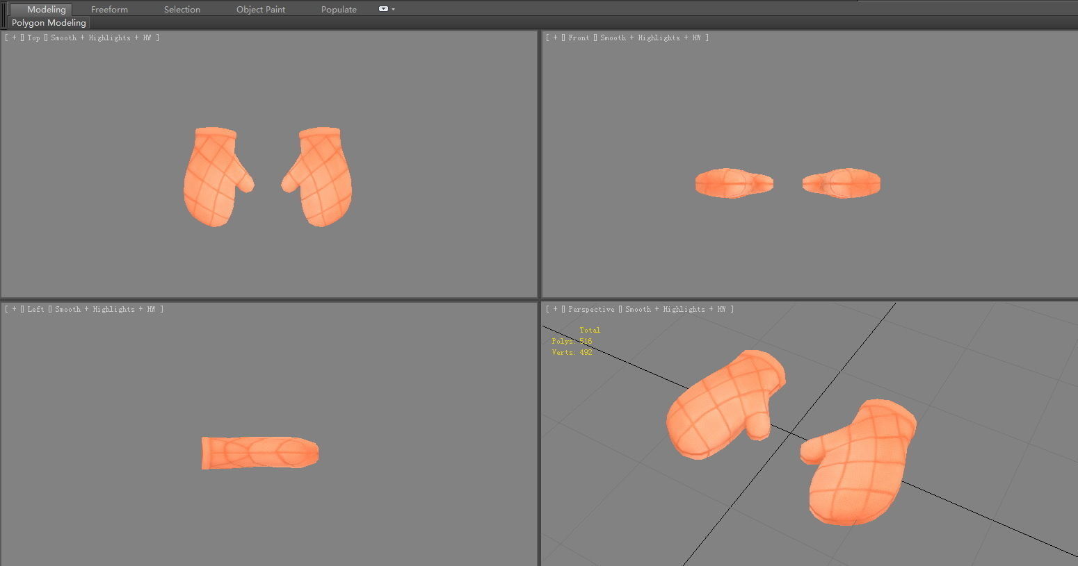 Cartoon heat insulation gloves Low-poly 3D model_3
