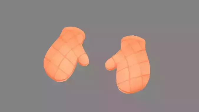 Cartoon heat insulation gloves Low-poly 3D model