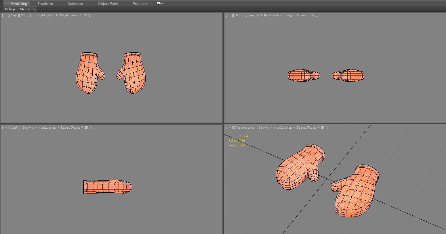 Cartoon heat insulation gloves Low-poly 3D model_4