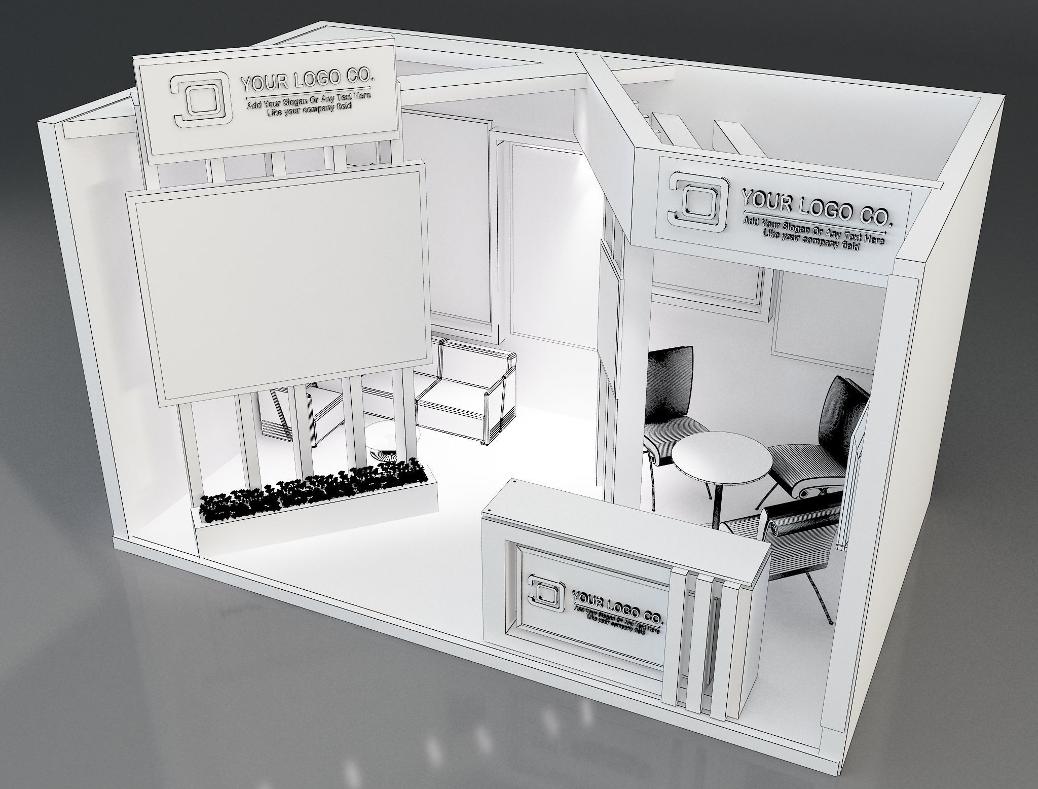 Booth Exhibition Stand a171 3D model_8