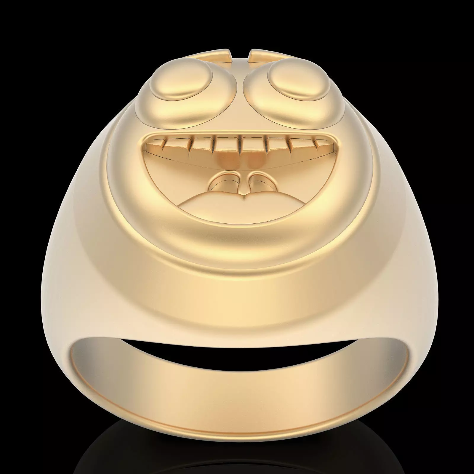 Emoji face comic ring silver gold jewwelry 3D printable model 3D print model_0