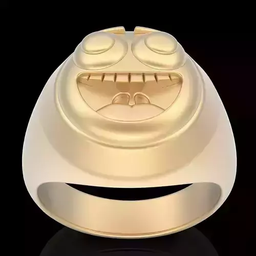 Emoji face comic ring silver gold jewwelry 3D printable model 3D print model