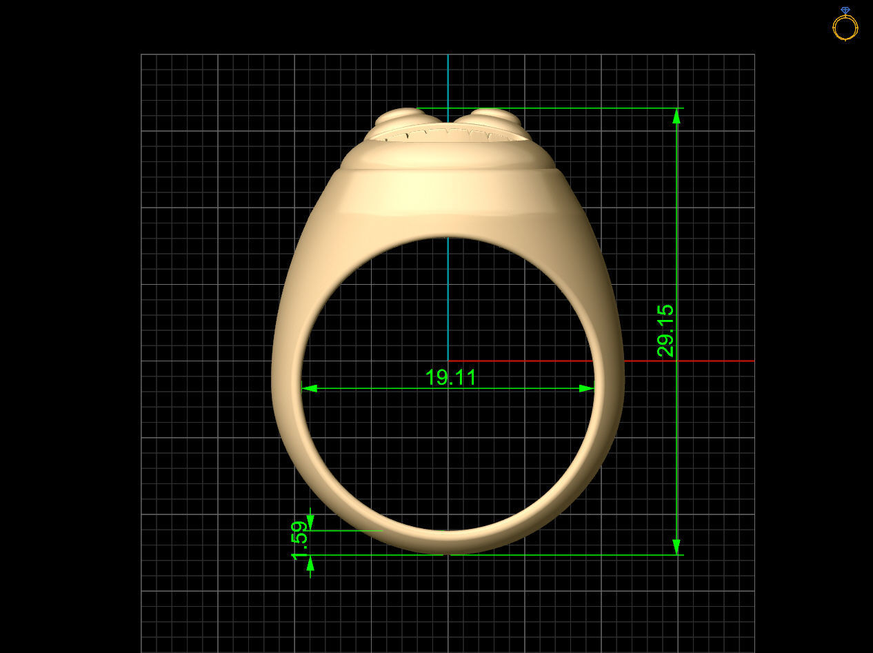 Emoji face comic ring silver gold jewwelry 3D printable model 3D print model_8