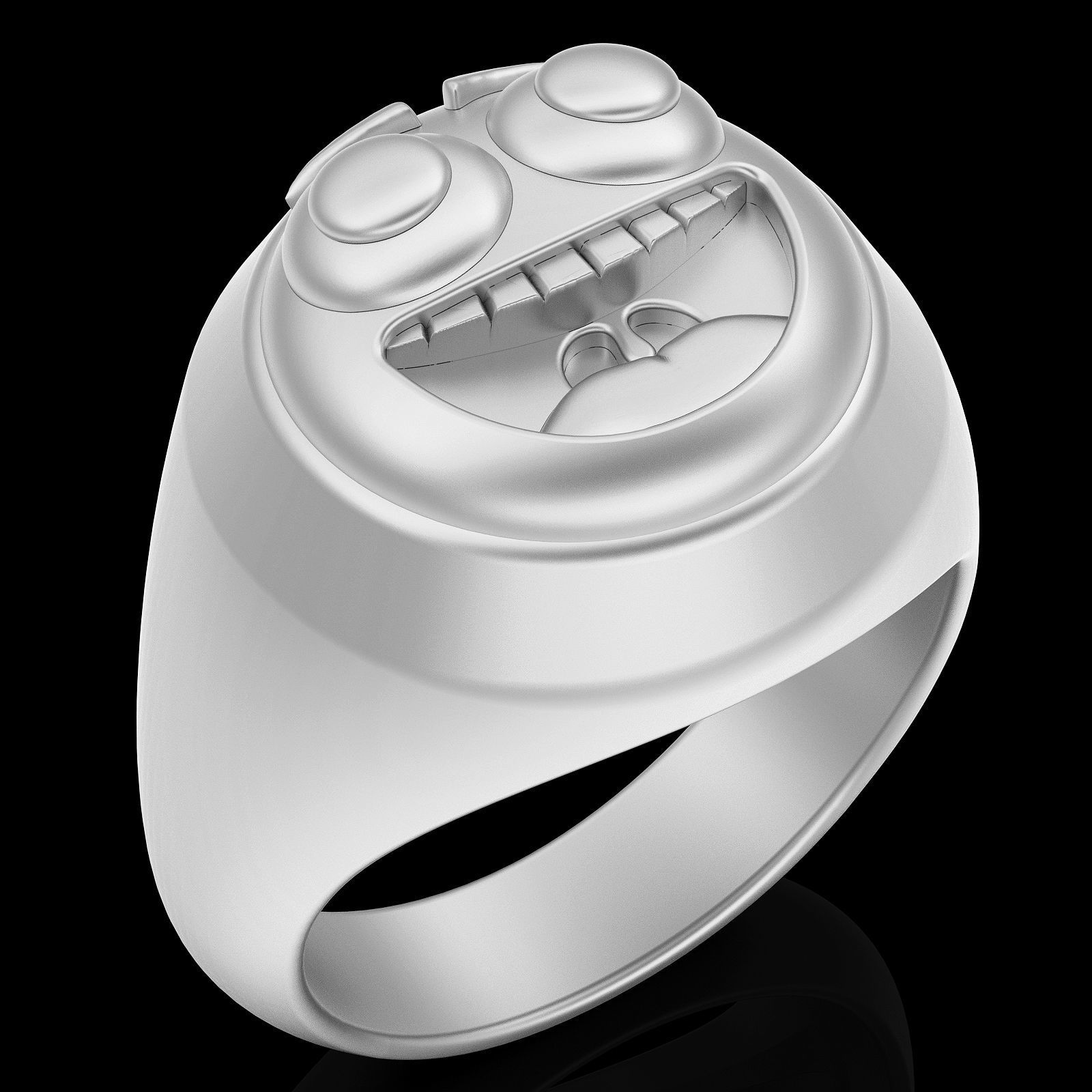 Emoji face comic ring silver gold jewwelry 3D printable model 3D print model_1