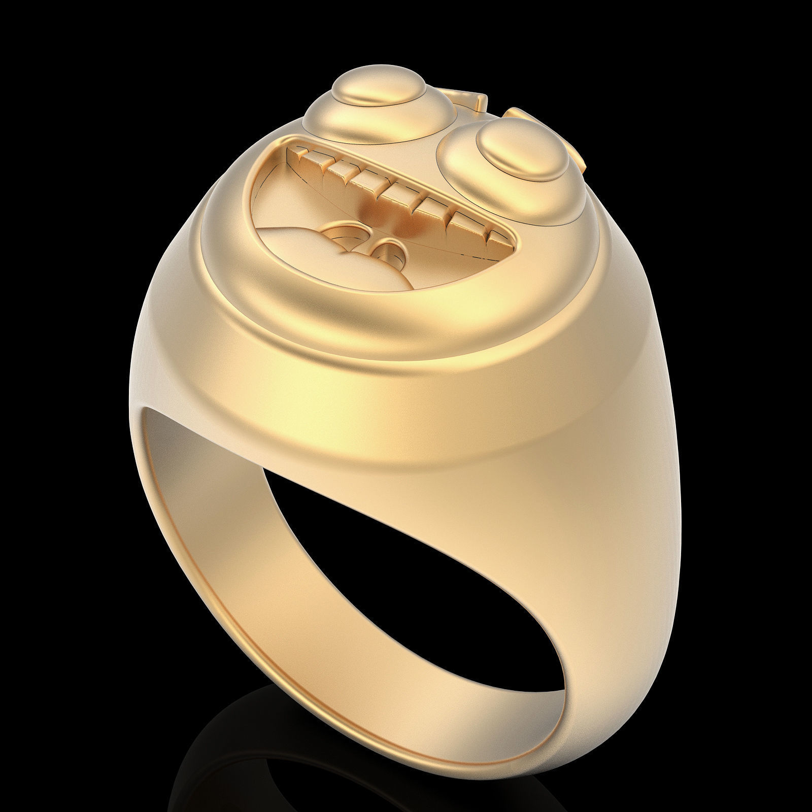 Emoji face comic ring silver gold jewwelry 3D printable model 3D print model_3