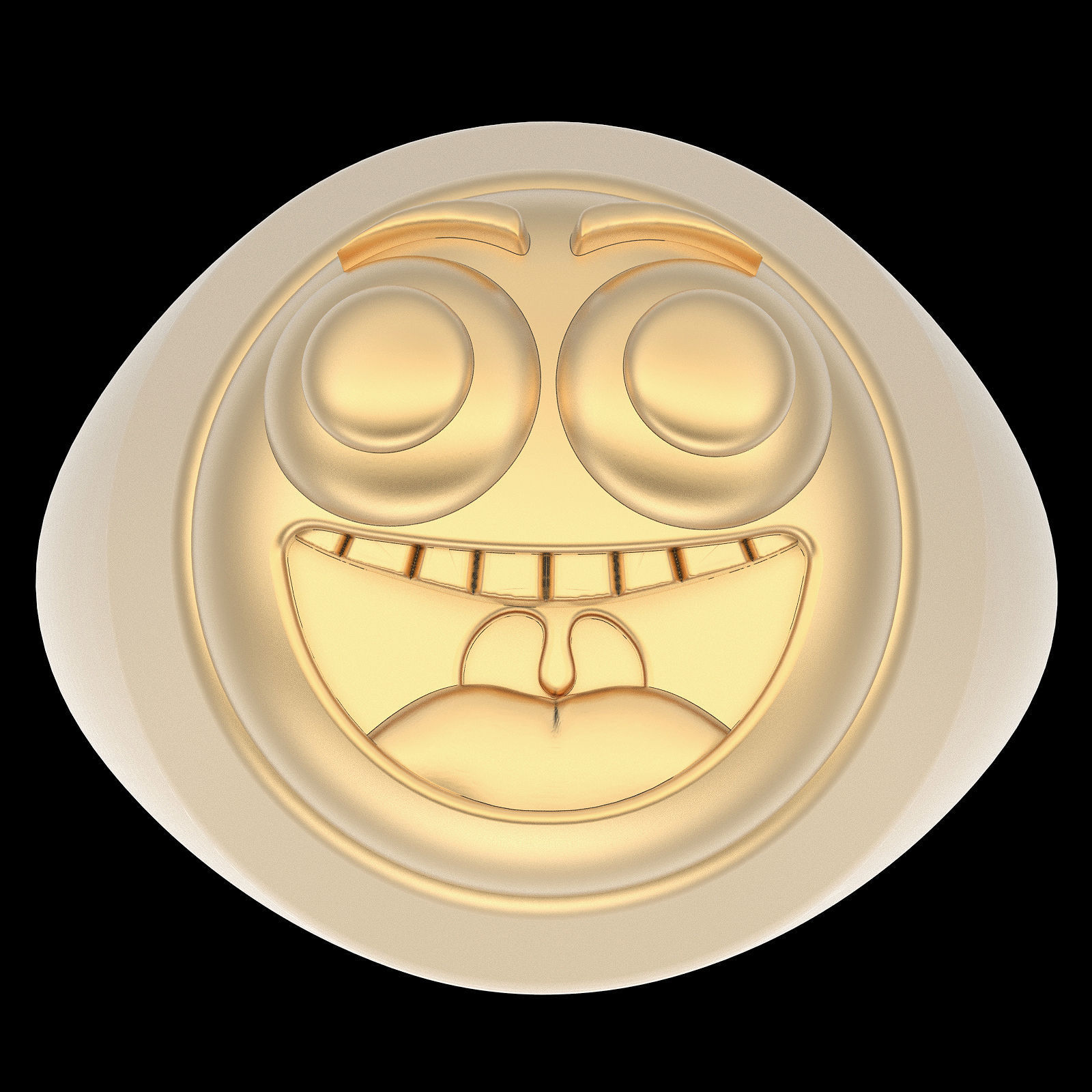 Emoji face comic ring silver gold jewwelry 3D printable model 3D print model_2