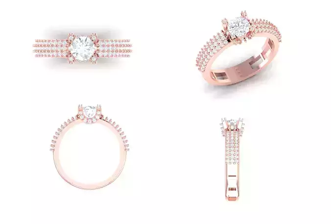 Rose Gold Women Diamond Ring 3D print model