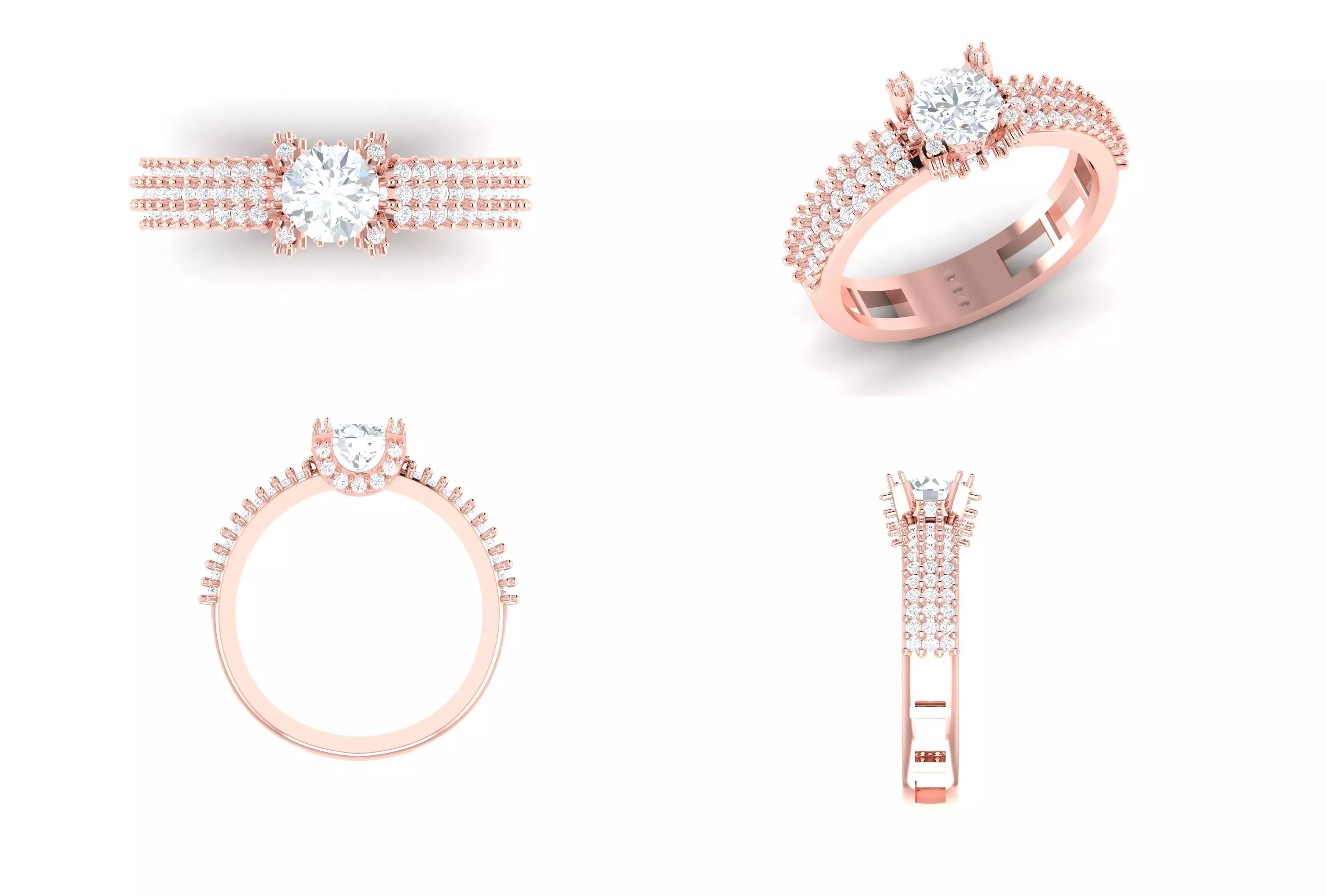 Rose Gold Women Diamond Ring 3D print model 3D print model