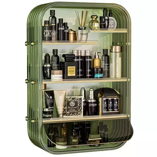 Designer shelf with luxury cosmetics for bathroom 