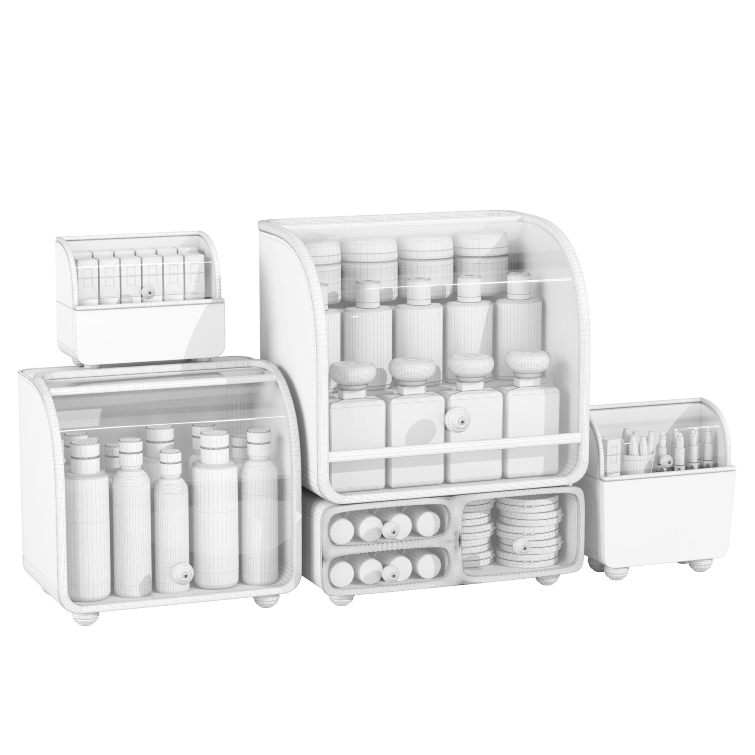 Designer shelf with luxury cosmetics for bathroom  3D model_1