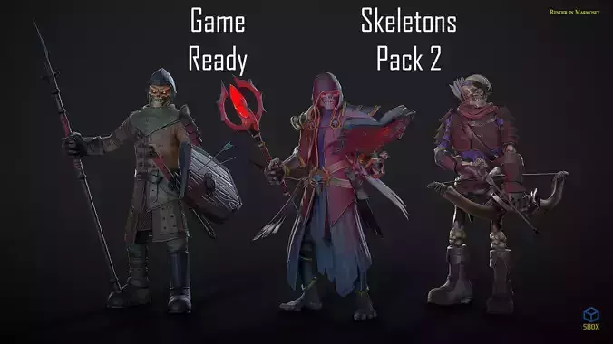 Skeletons Pack 2 Low-poly 3D model