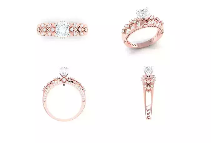 Rose Gold Women Diamond Ring 3D print model 3D print model