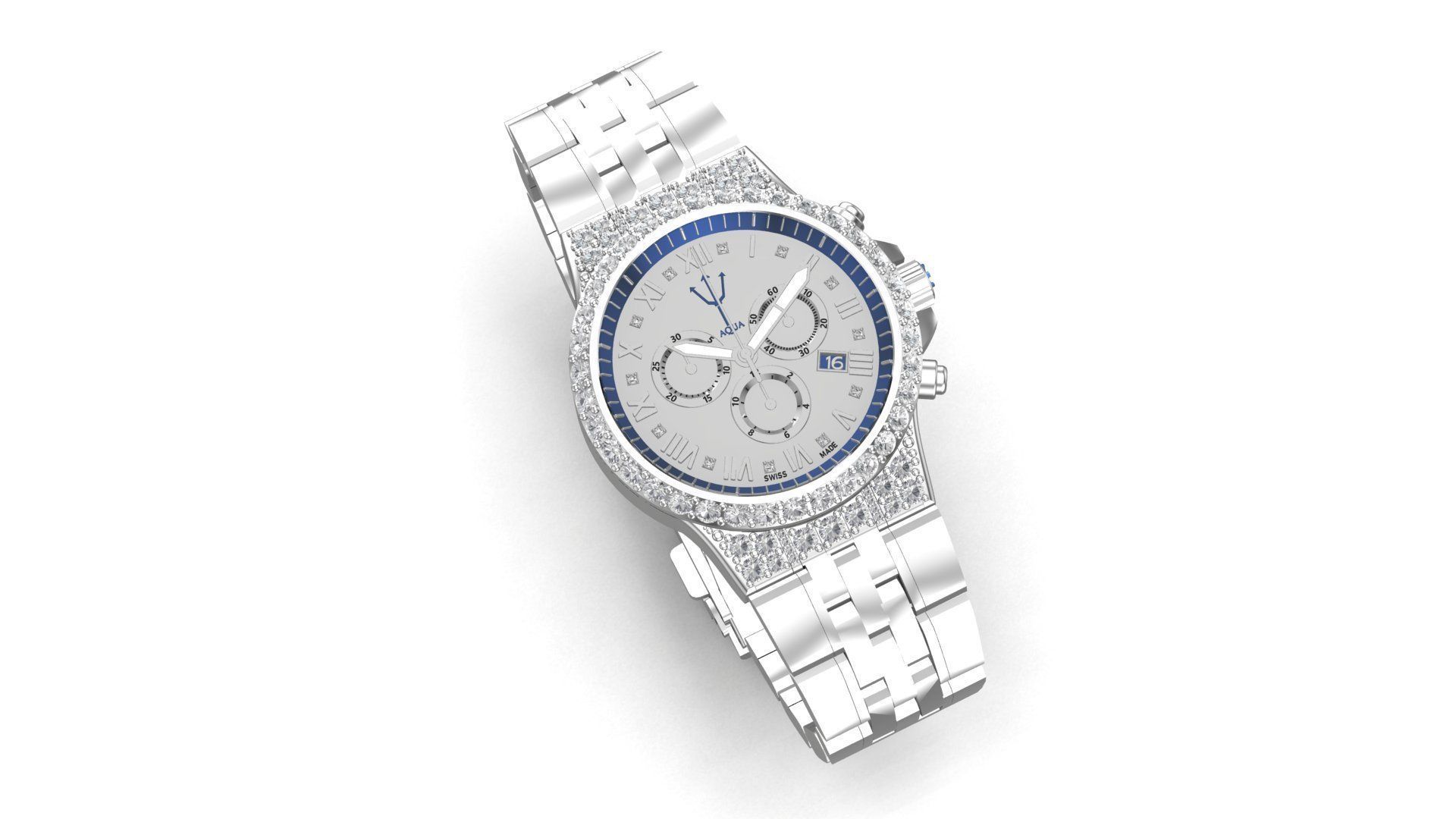 Gold Diamonds AQWA Watch 3D print model_6