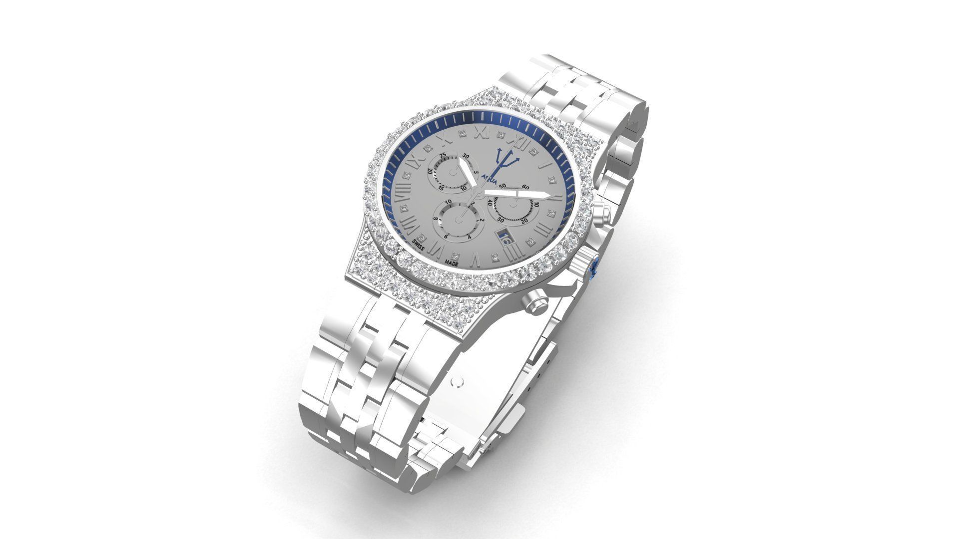 Gold Diamonds AQWA Watch 3D print model_13