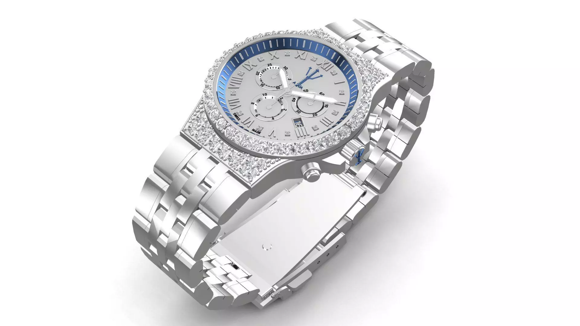 Gold Diamonds AQWA Watch 3D print model_0