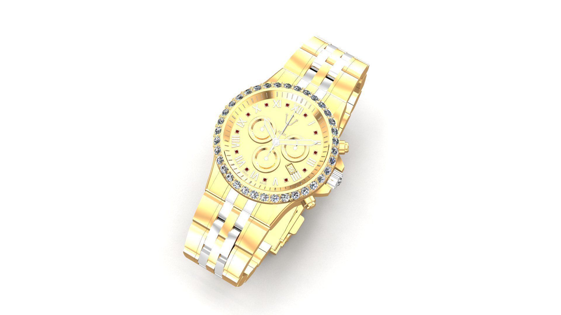 Gold Diamonds AQWA Watch 3D print model_5