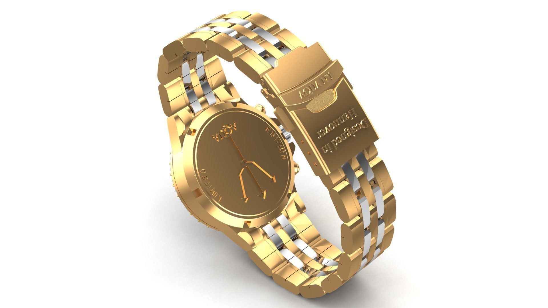 Gold Diamonds AQWA Watch 3D print model_9