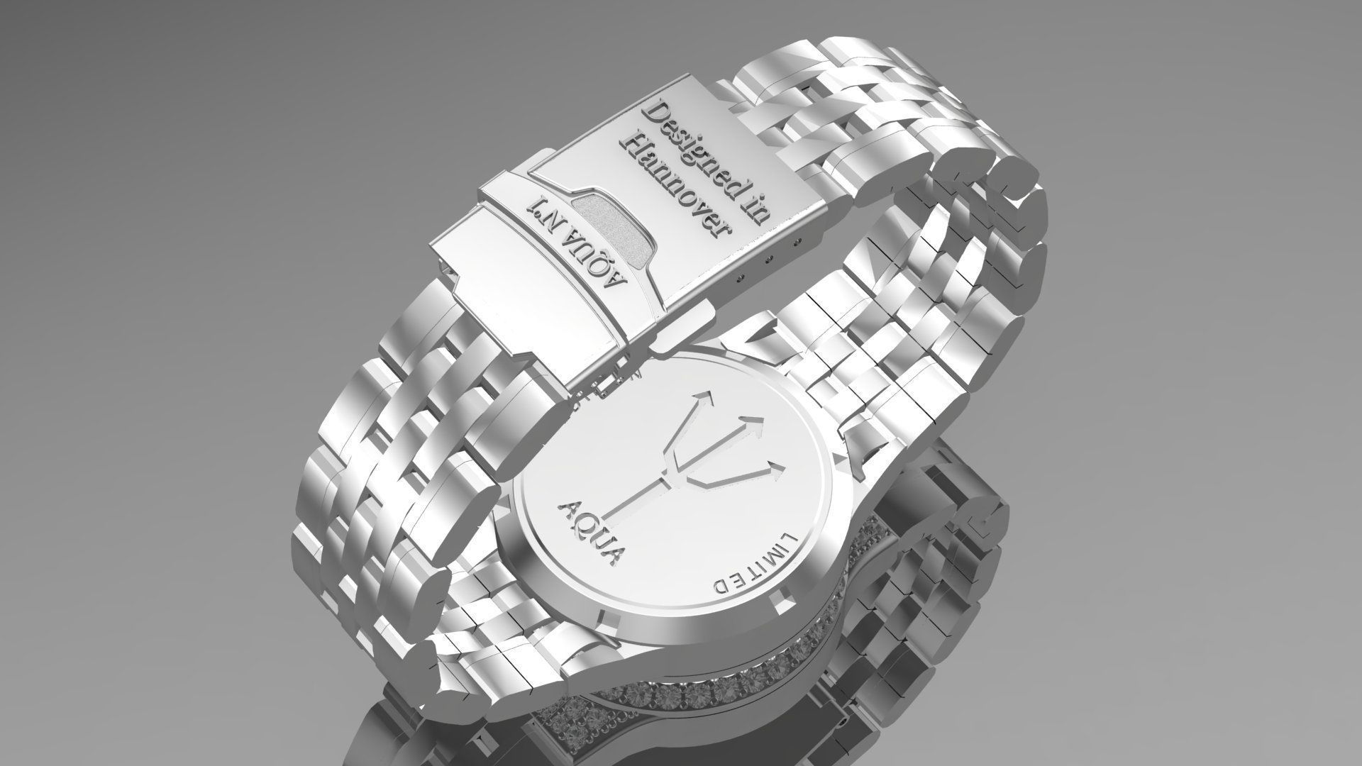 Gold Diamonds AQWA Watch 3D print model_4