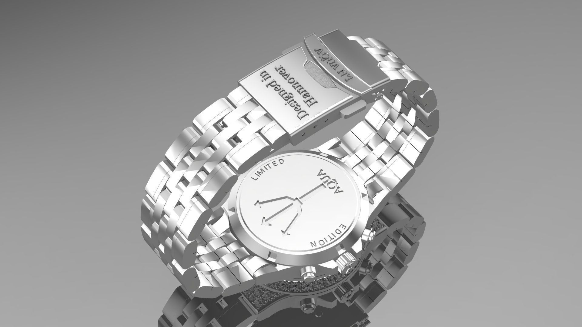 Gold Diamonds AQWA Watch 3D print model_8