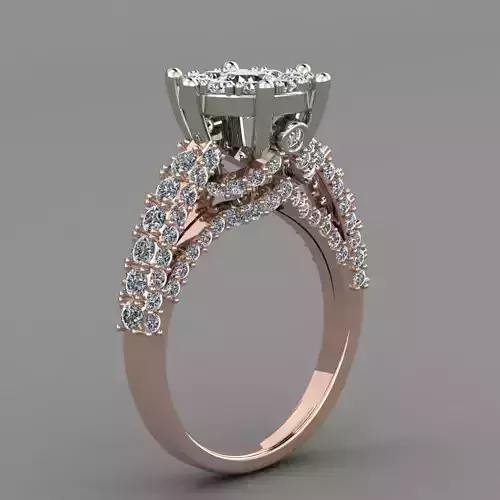 Rose Gold Women Diamond Ring 3D print model