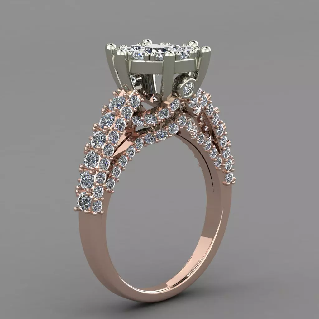 Rose Gold Women Diamond Ring 3D print model 3D print model