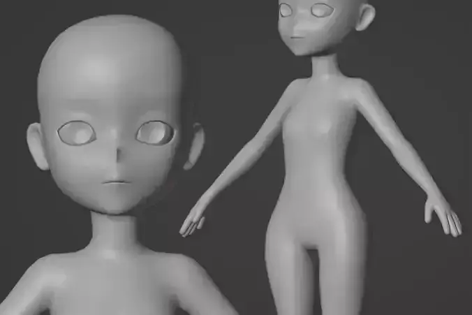 Anime Stylize base mesh model Ver04