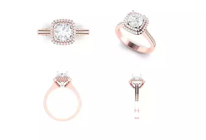 Rose Gold Women Diamond Ring 3D print model