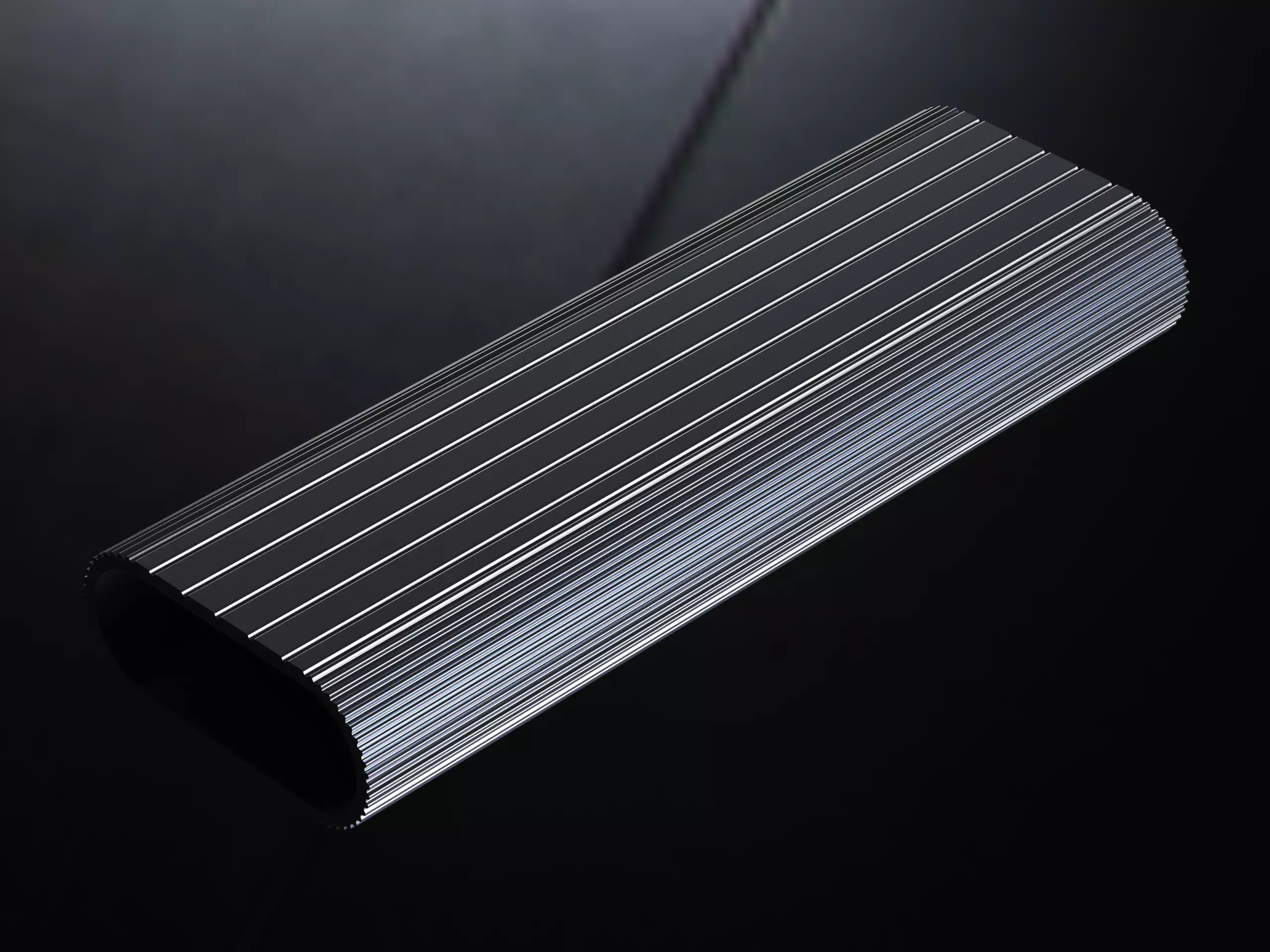 Aluminum Extruded Ribbed Oval Closet Rod MOD AL-06ft Low-poly 3D model