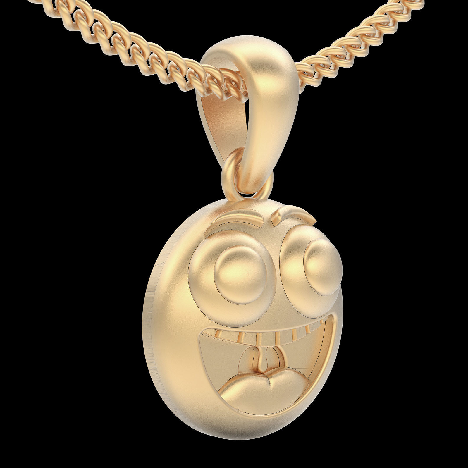 Emoji face comic pendant silver gold jewelry 3D printable model 3D print model_2