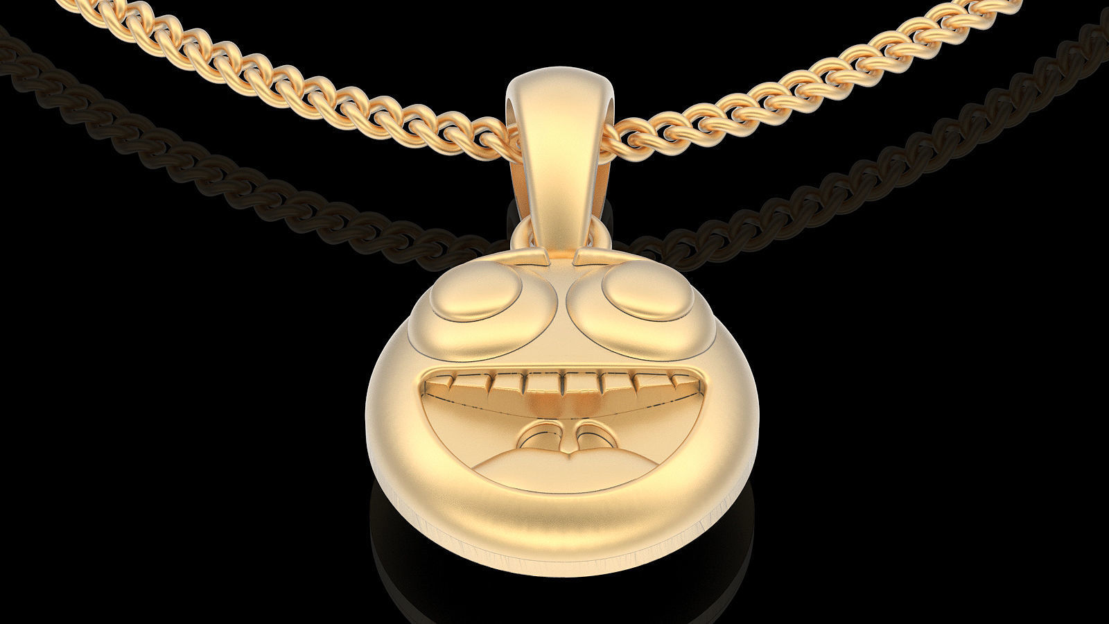 Emoji face comic pendant silver gold jewelry 3D printable model 3D print model_5