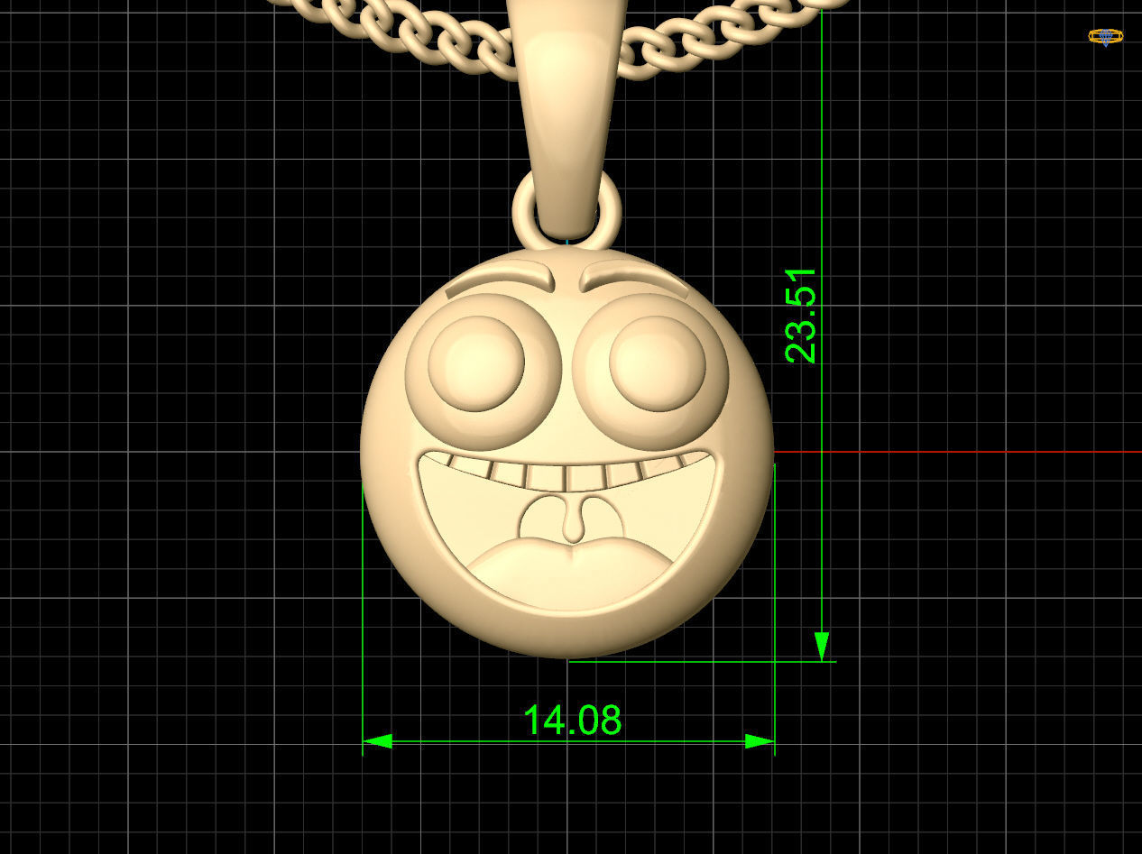 Emoji face comic pendant silver gold jewelry 3D printable model 3D print model_8