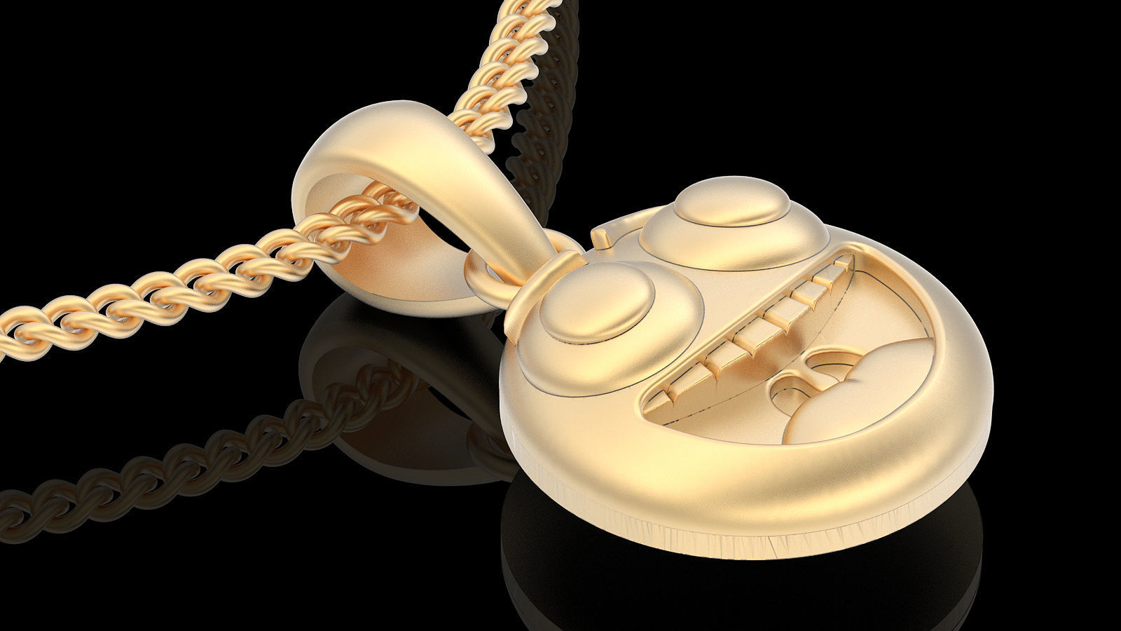 Emoji face comic pendant silver gold jewelry 3D printable model 3D print model_1
