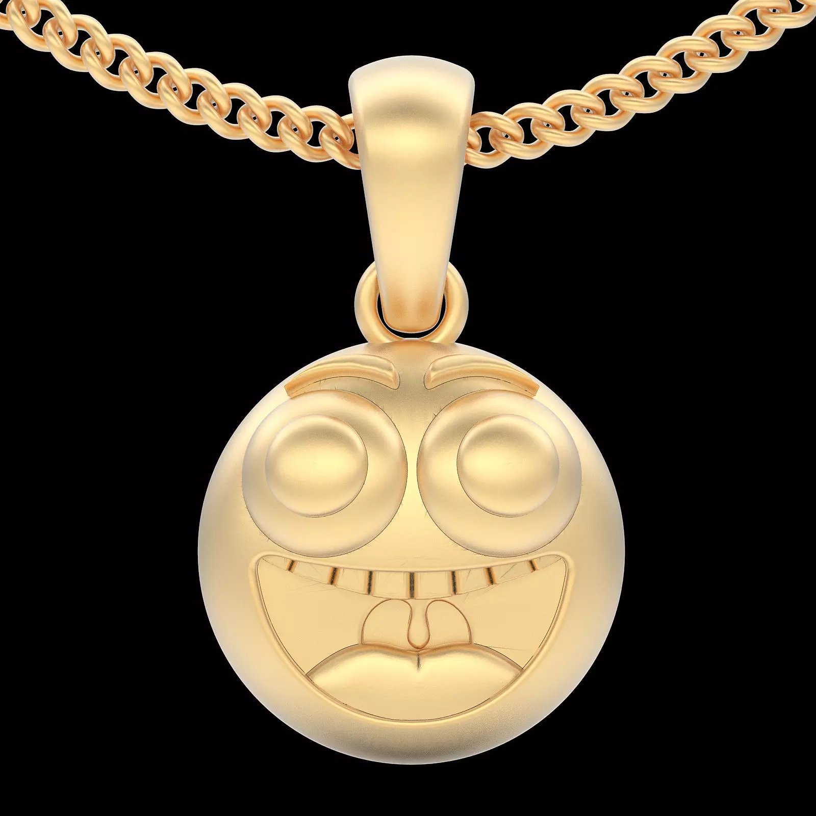 Emoji face comic pendant silver gold jewelry 3D printable model 3D print model_0