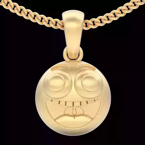 Emoji face comic pendant silver gold jewelry 3D printable model 3D print model