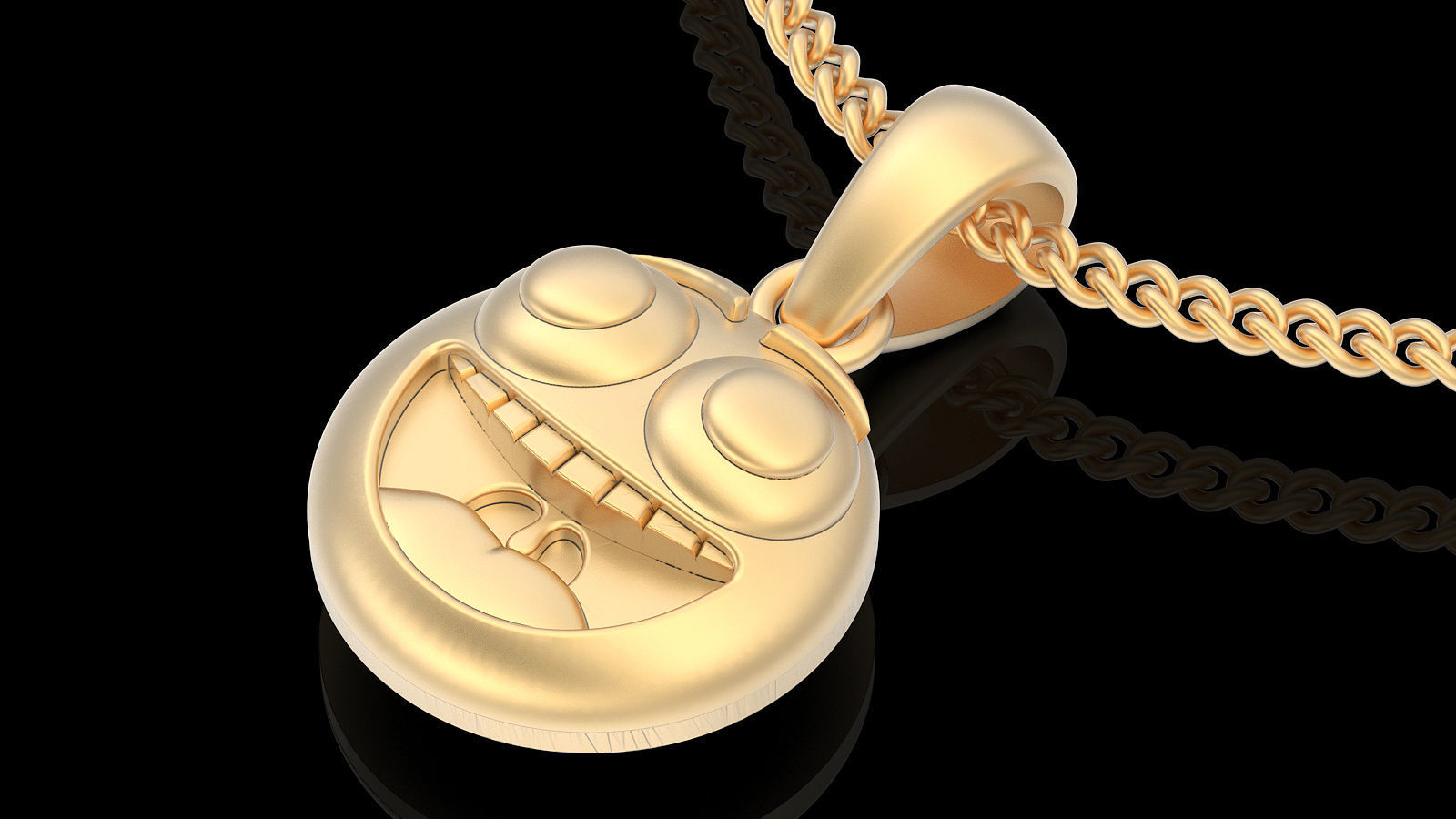 Emoji face comic pendant silver gold jewelry 3D printable model 3D print model_4